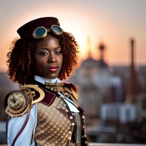 Steampunk Pilot in Ornate Victorian Outfit