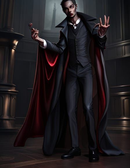 Extravagant Black American Vampire in Elizabethan Style