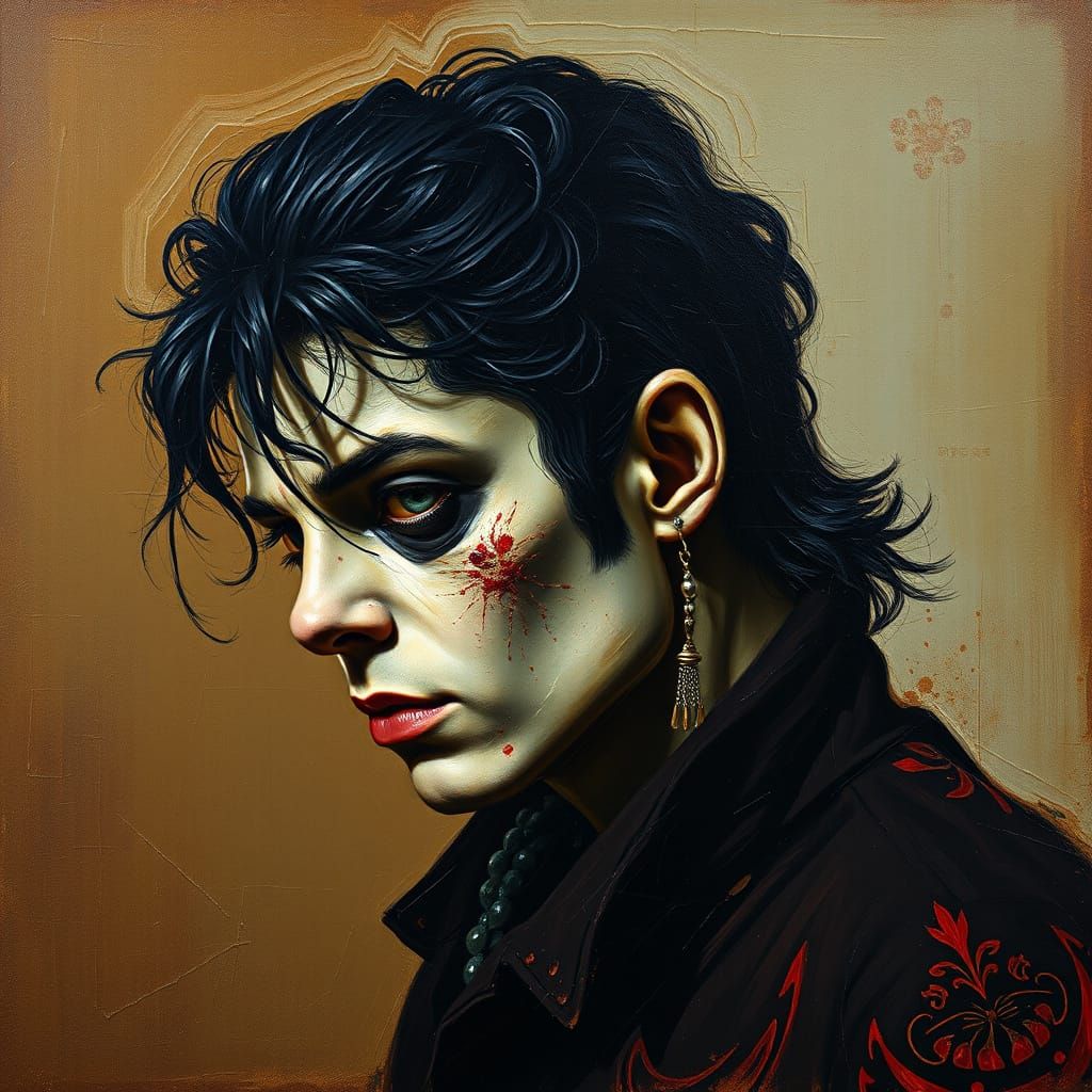 Zombie Michael Jackson in Expressionist Oil Painting