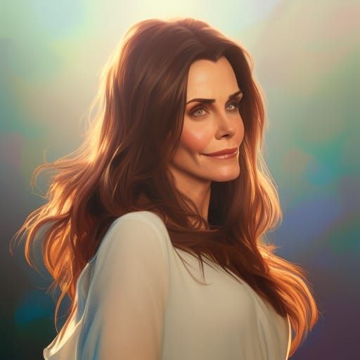 Courtney Cox Portrait in Art Nouveau Style