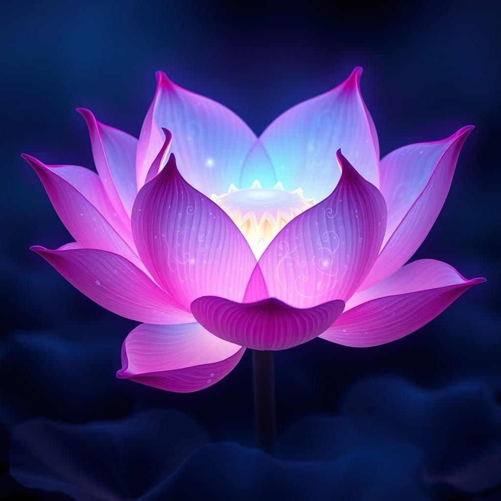 Mystical lotus blooms in cosmic embrace
