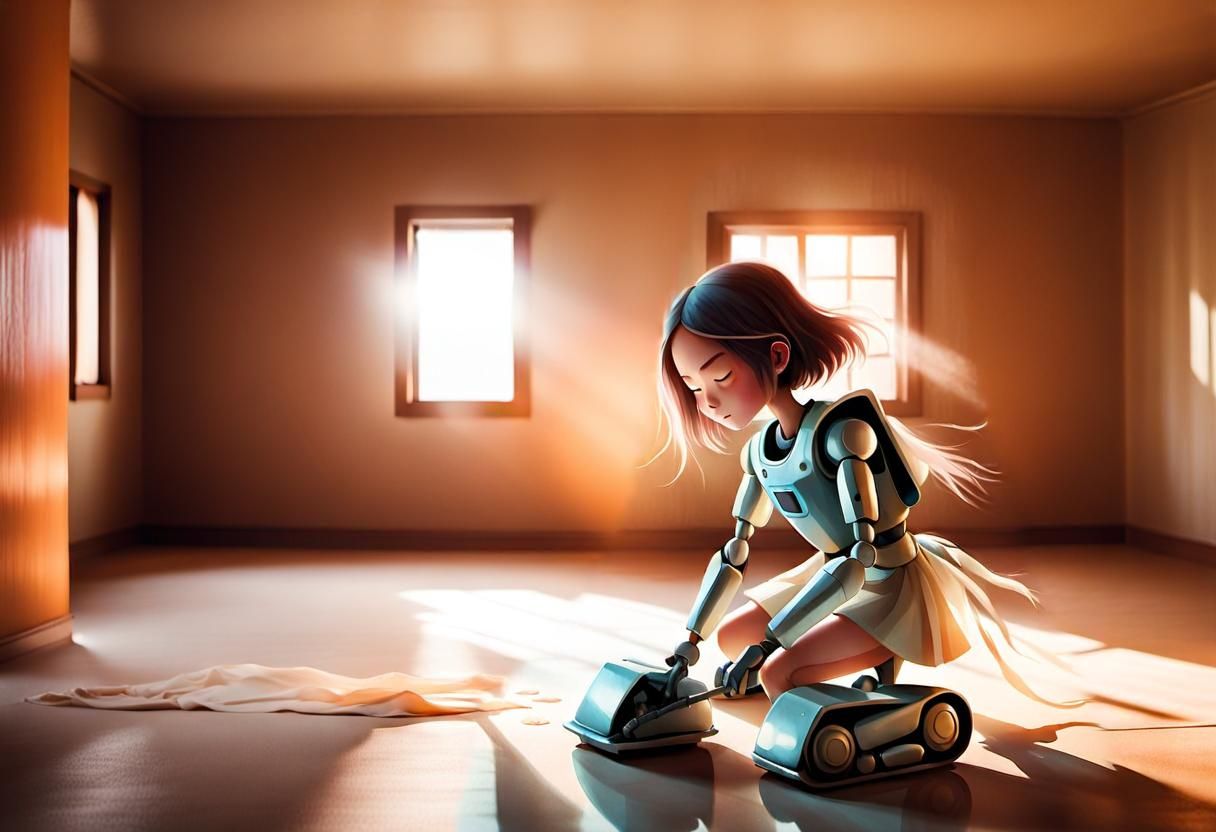 Warm Room Interior with Flowing Sheets