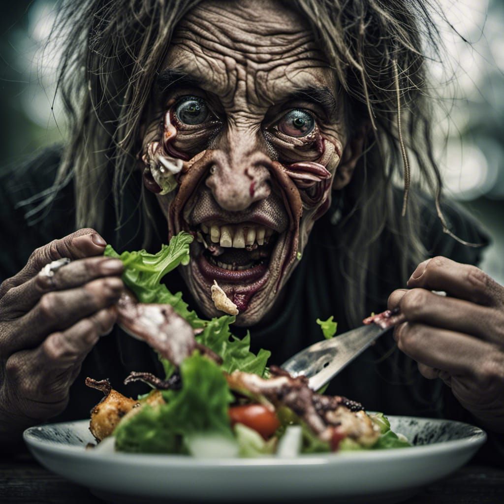 Baba Yaga's Salad: A Grotesque Close-Up Portrait