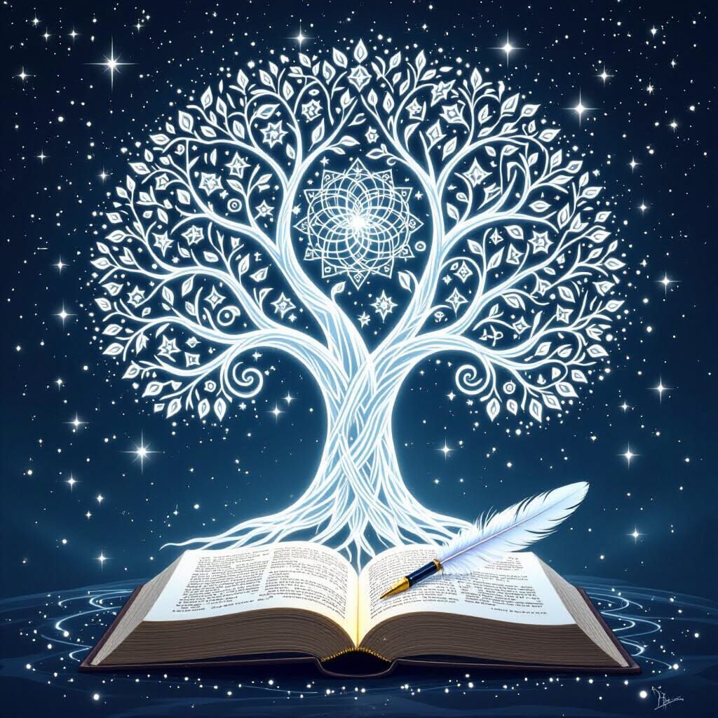 Ethereal Tree of Life with Sacred Geometry