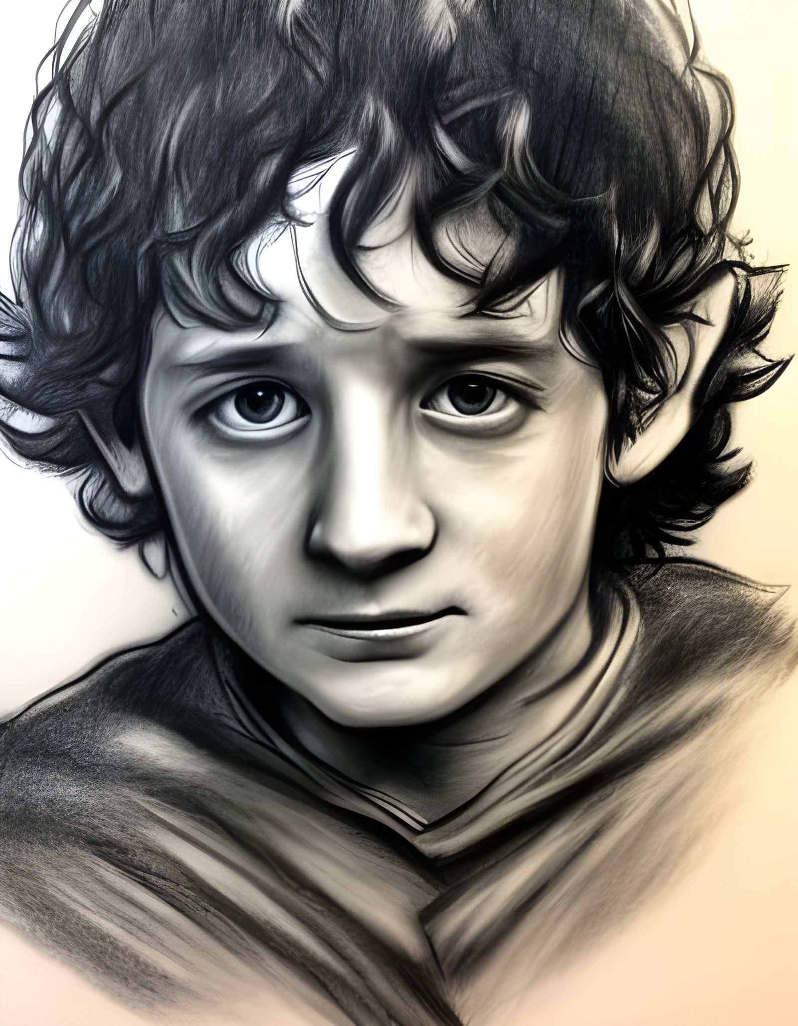 Frodo: Hand-Drawn Charcoal Sketch