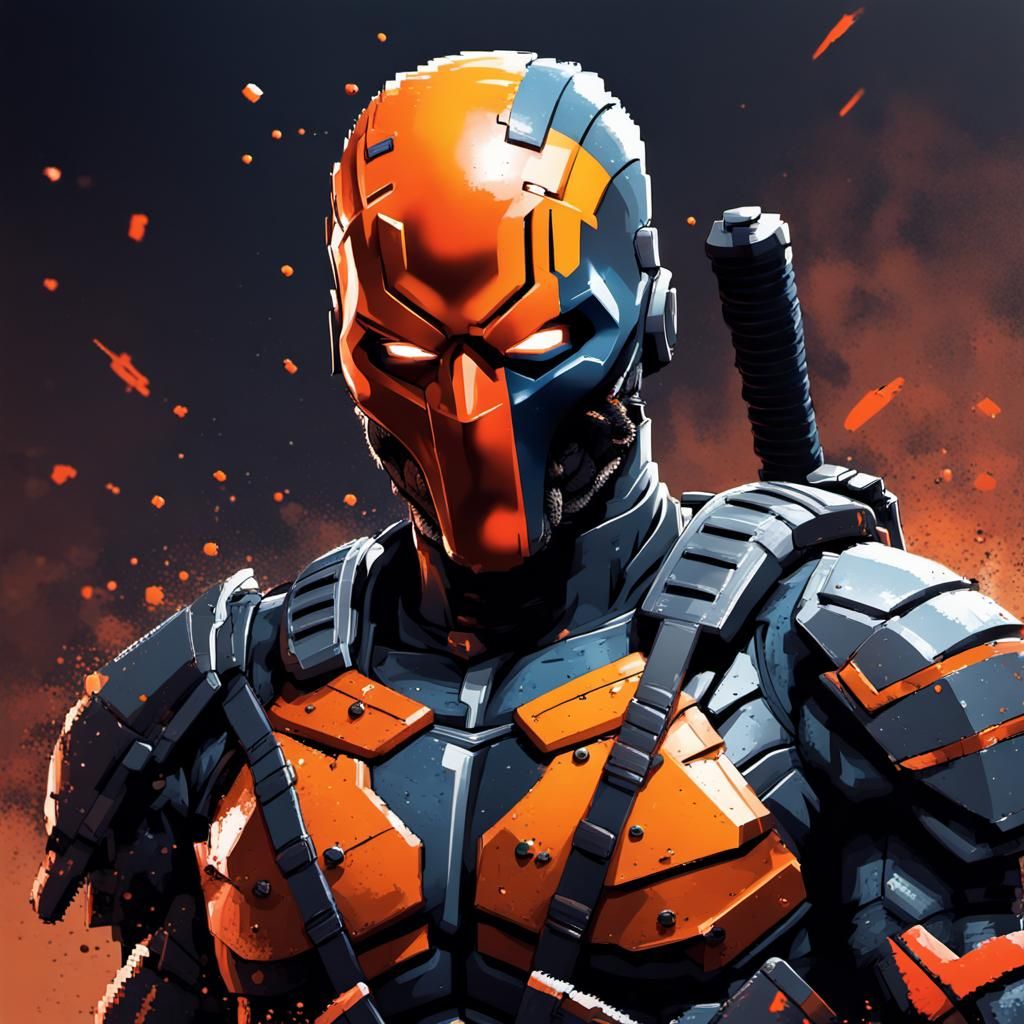 Hyperrealistic Pixelated Deathstroke Splash Art