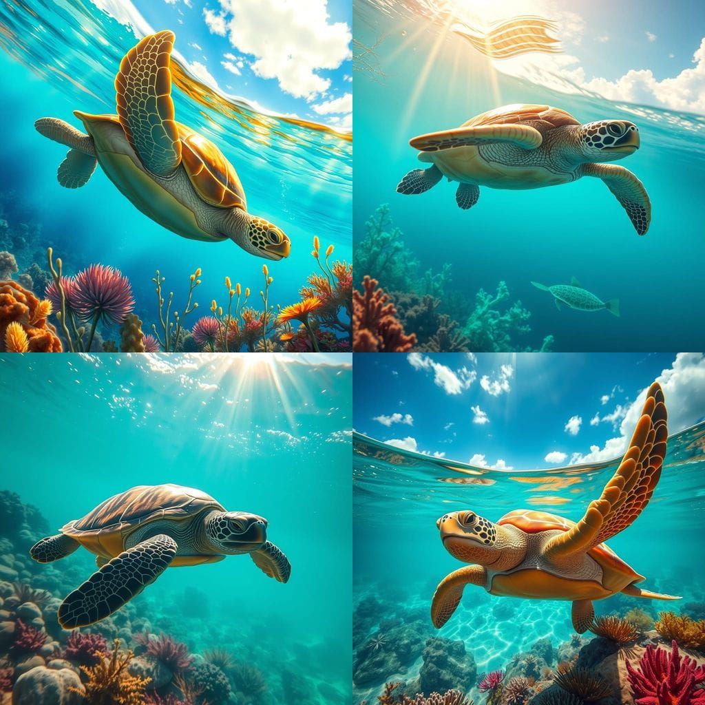 Majestic Turtle Glides Through Turquoise Waters
