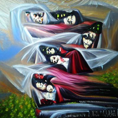 Dracula's Brides Emerge: Gothic Oil Painting