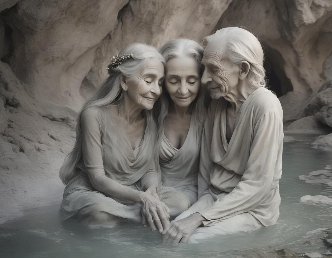 Romantic Cave Scene with Speleothems and Pearls