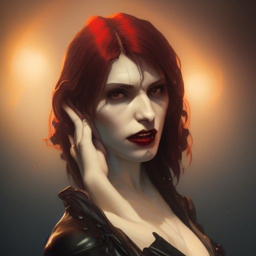 Vampire Portrait in Hyperdetailed Digital Art Style