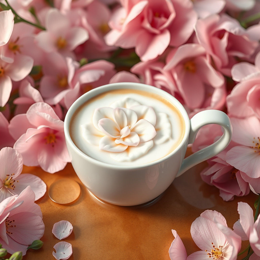 Latte Art Flower in Dreamlike Setting