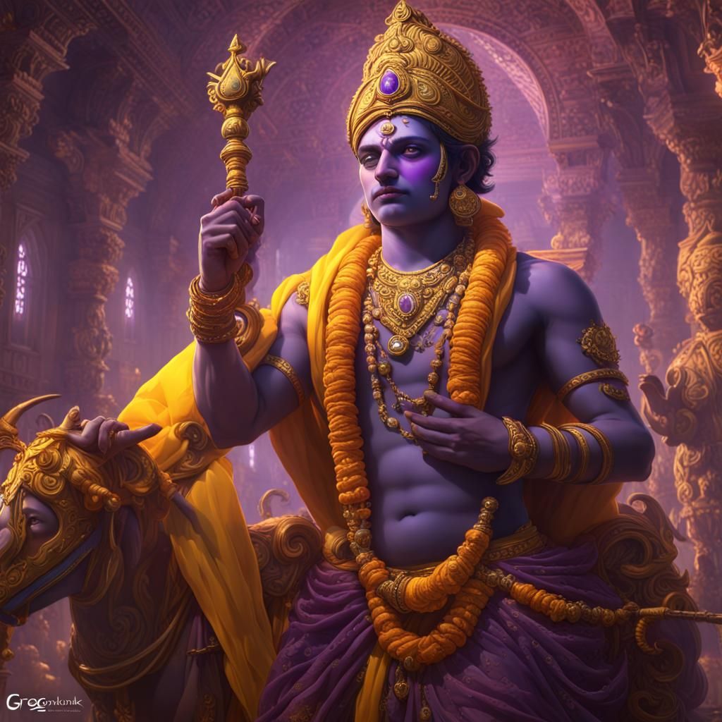 Lord Krishna Charioteer: Dark Fantasy Concept Art