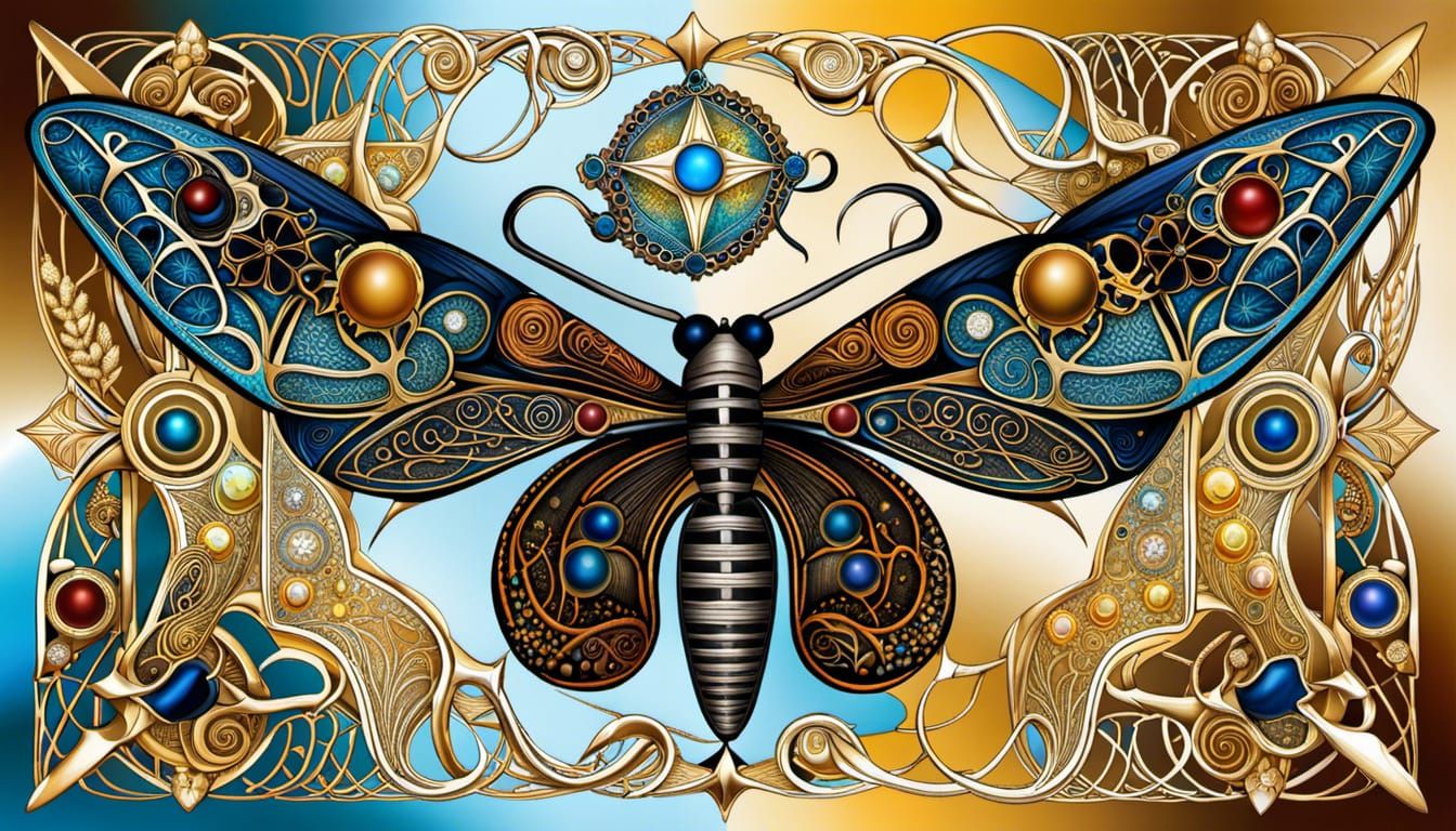 Abstract Flora with Fractal Wave and Runic Elements