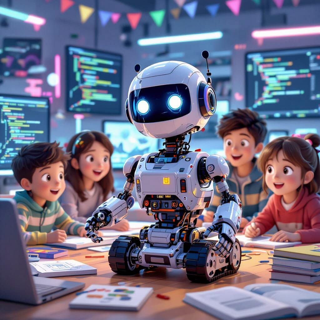 Robot EV3 Teaches Programming to Children in Anime Style