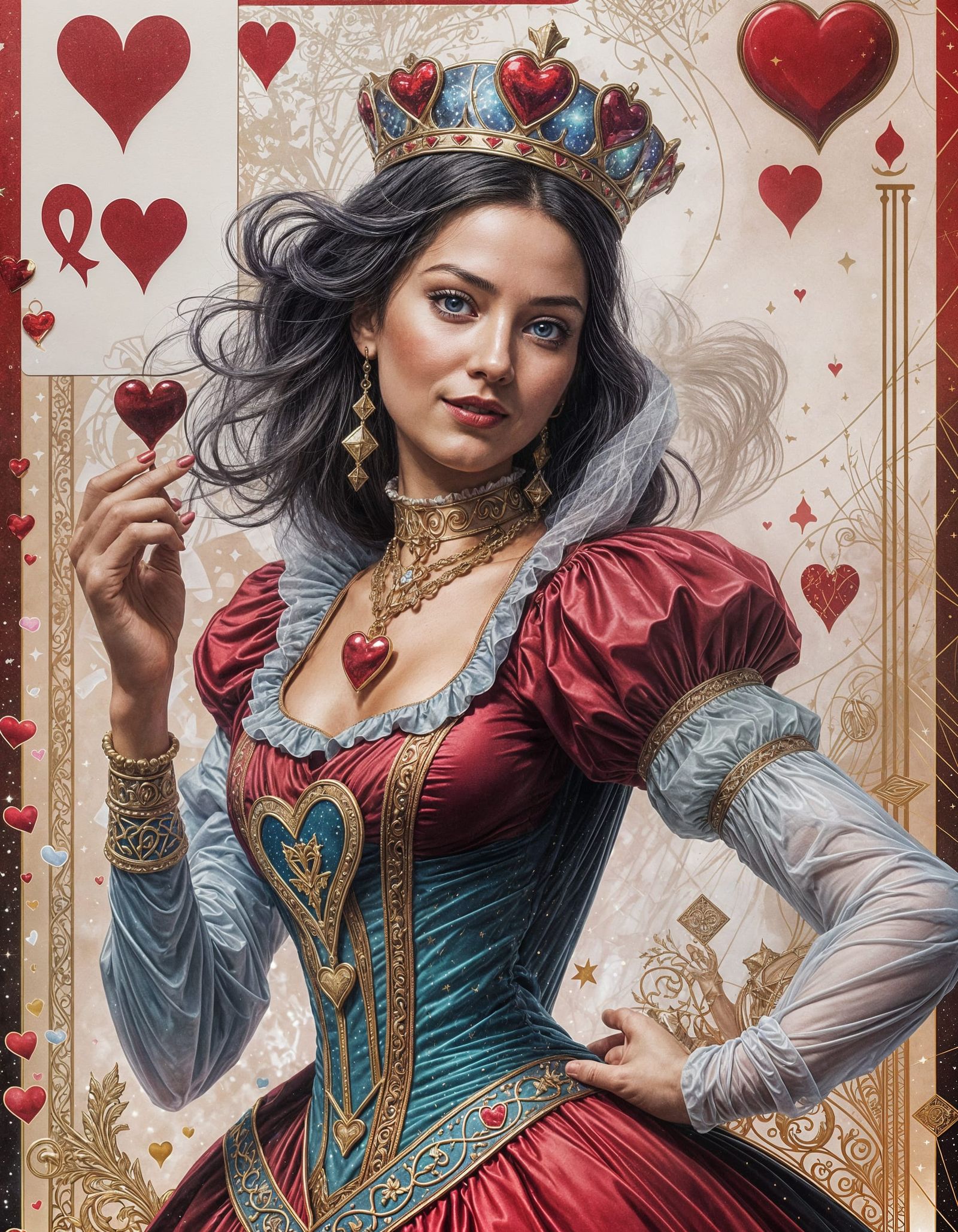 Queen of Hearts Breaks Free: Ethereal Fantasy Art