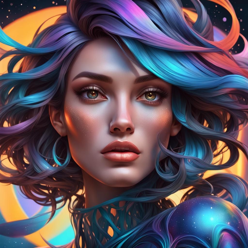 Dreamgirl Portrait in Space: Hyperdetailed Abstract Art