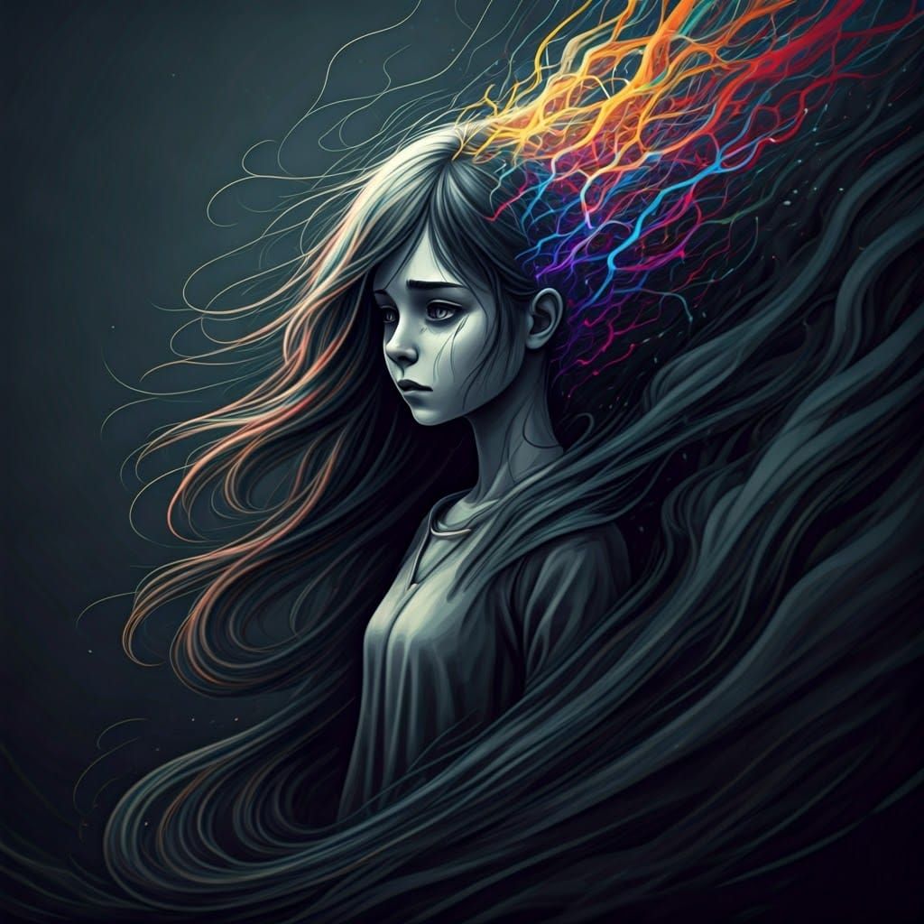 Surreal Silhouette in Turbulent Inky Vortex