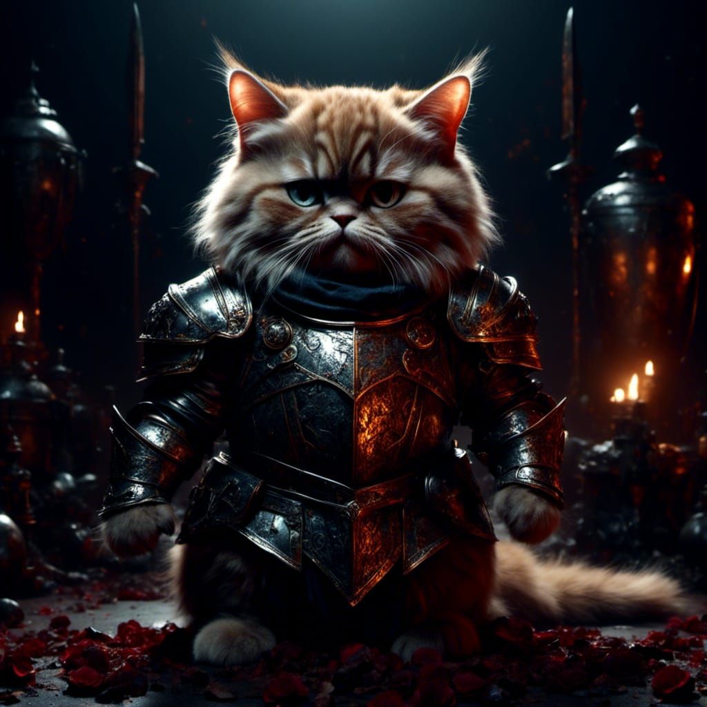 Epic Brooding Cat Knight in Armor