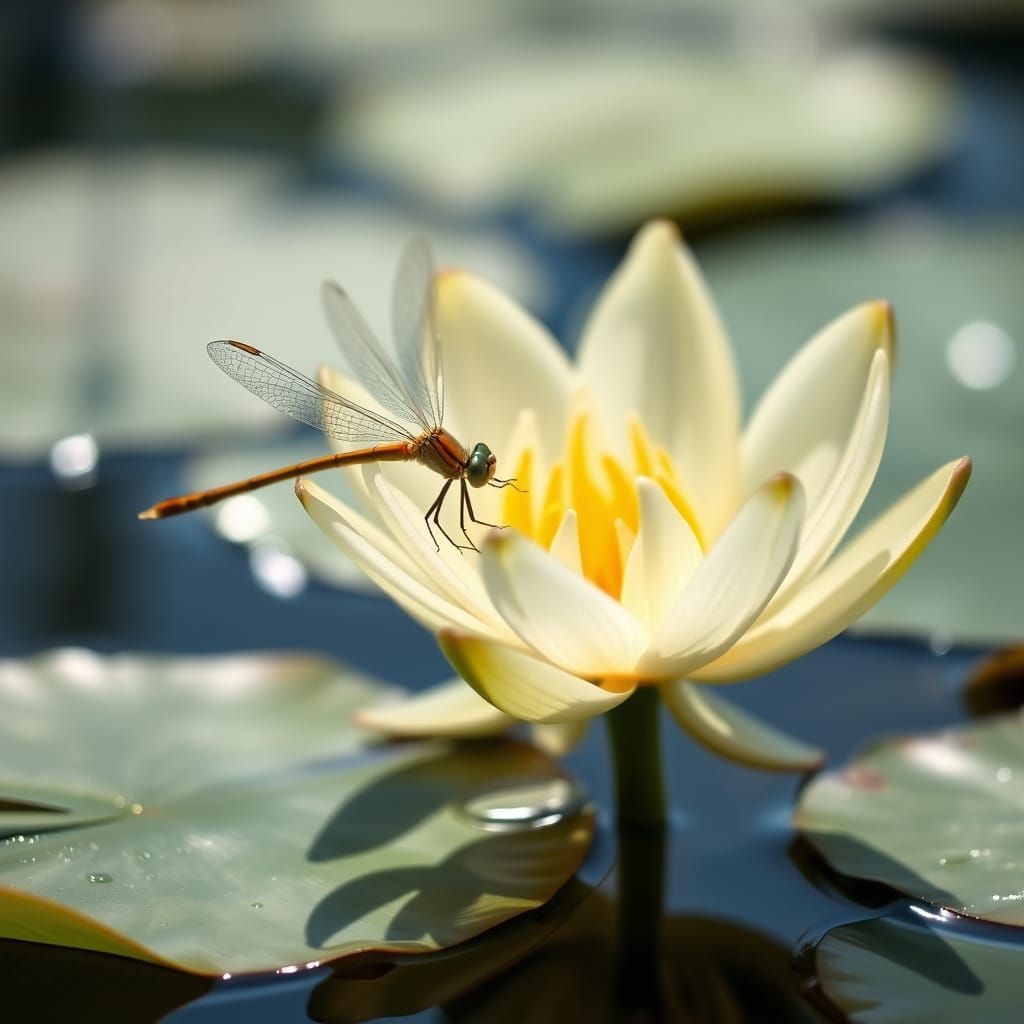 Morning Light Serenade: Translucent Dragonfly's Whimsical Da...