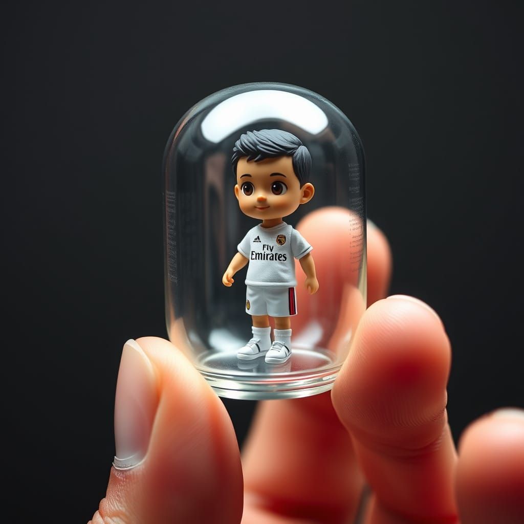 Glass Gashapon Capsule Holds Miniature Chibi Vinicius Jr. in...