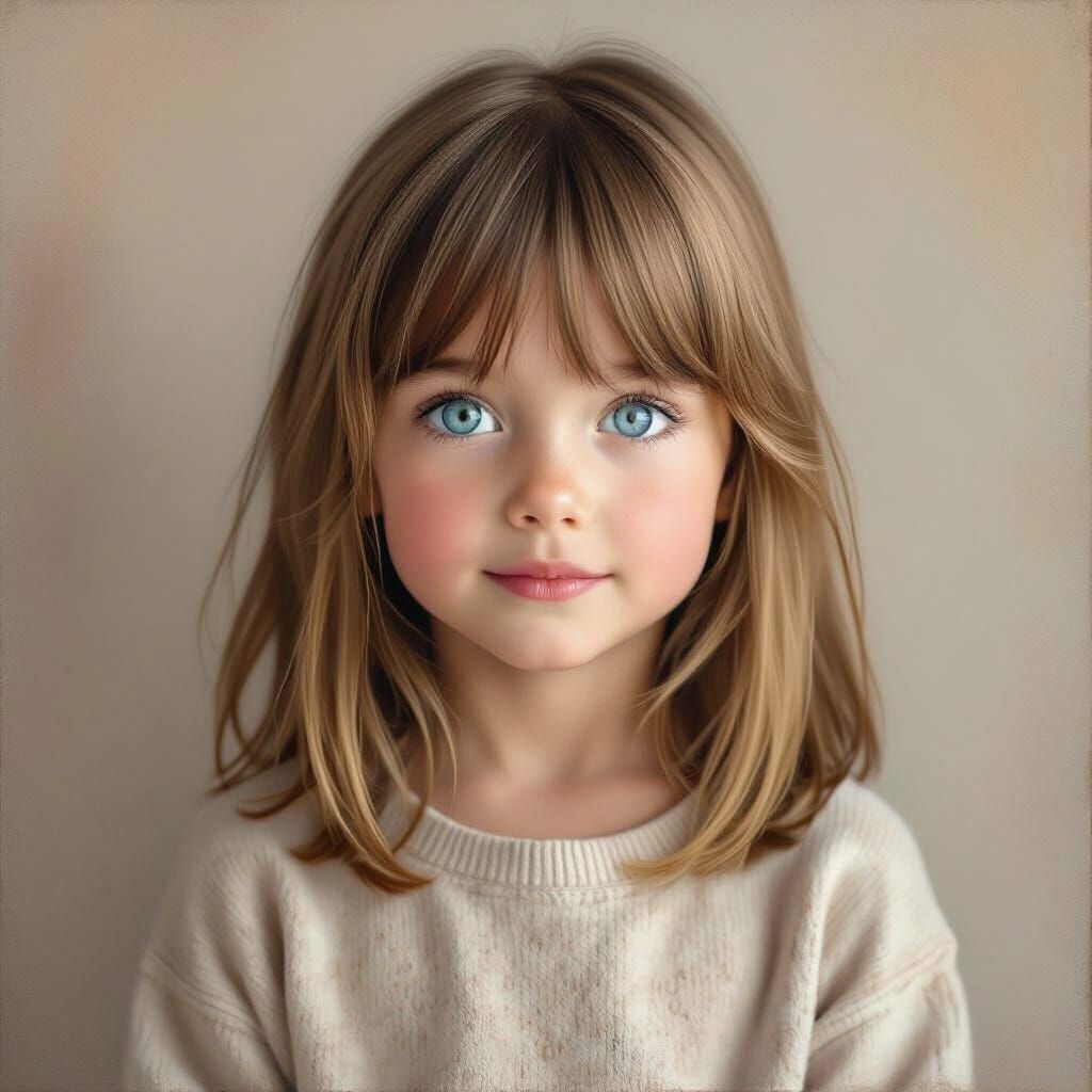 Girl with Blue Eyes in Naturalistic Style
