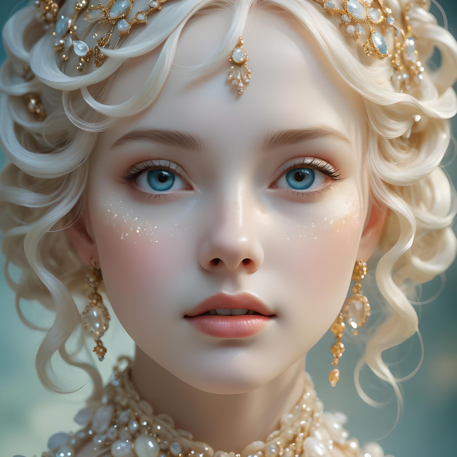 Shimmering Beauty Portrait in Vintage Fairytale Style