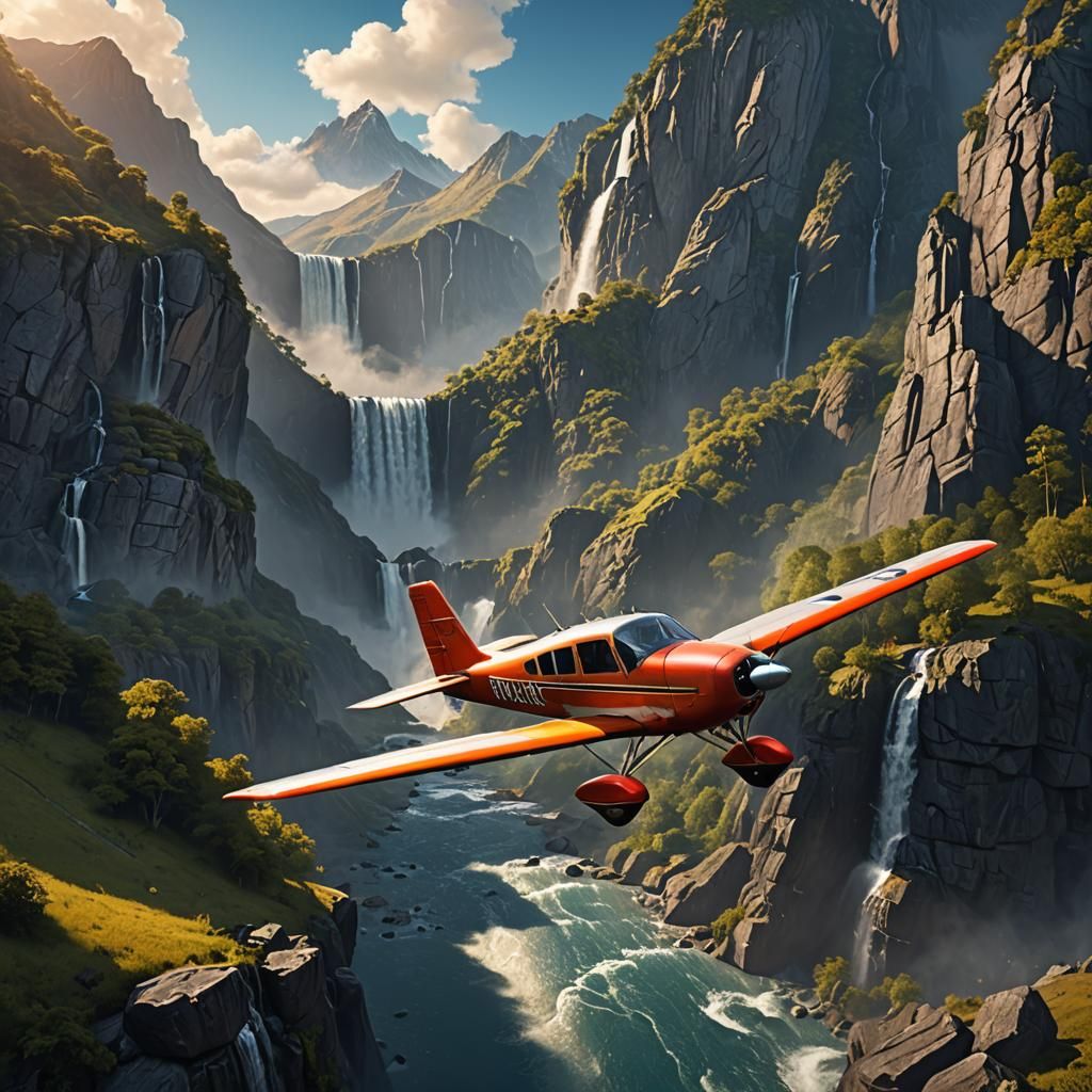 Piper PA28 Plane at Sunset: Matte Painting