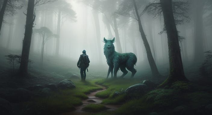 Teenager Walks Through Misty Forest with Fenrir in Thomas Ki...