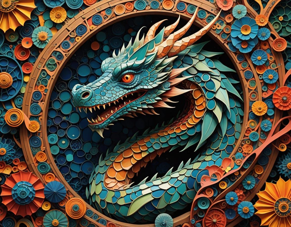 Fantastical Dragon in Vibrant Surrealist Art