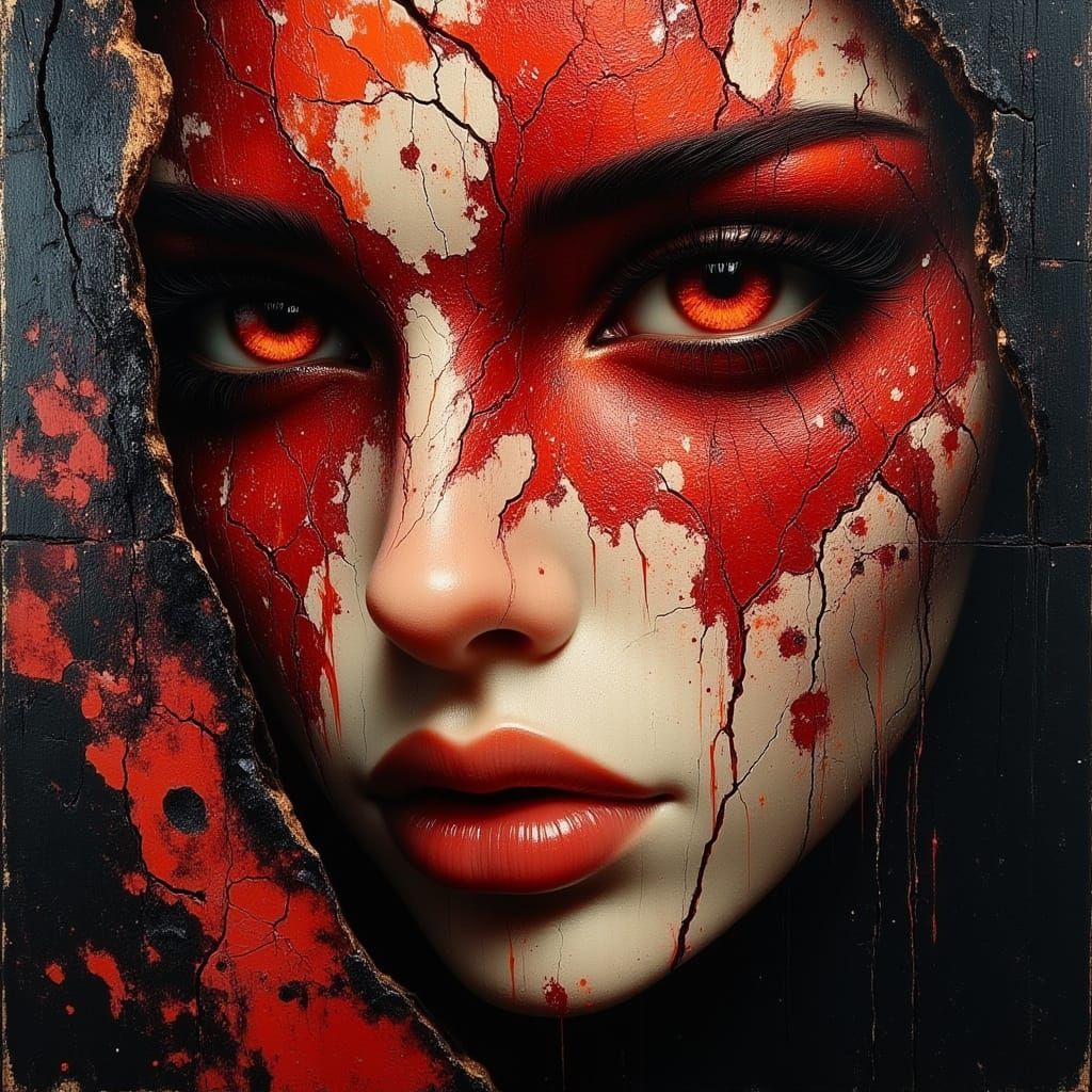 Emotional Portrait of Internal Storm in German Expressionist...