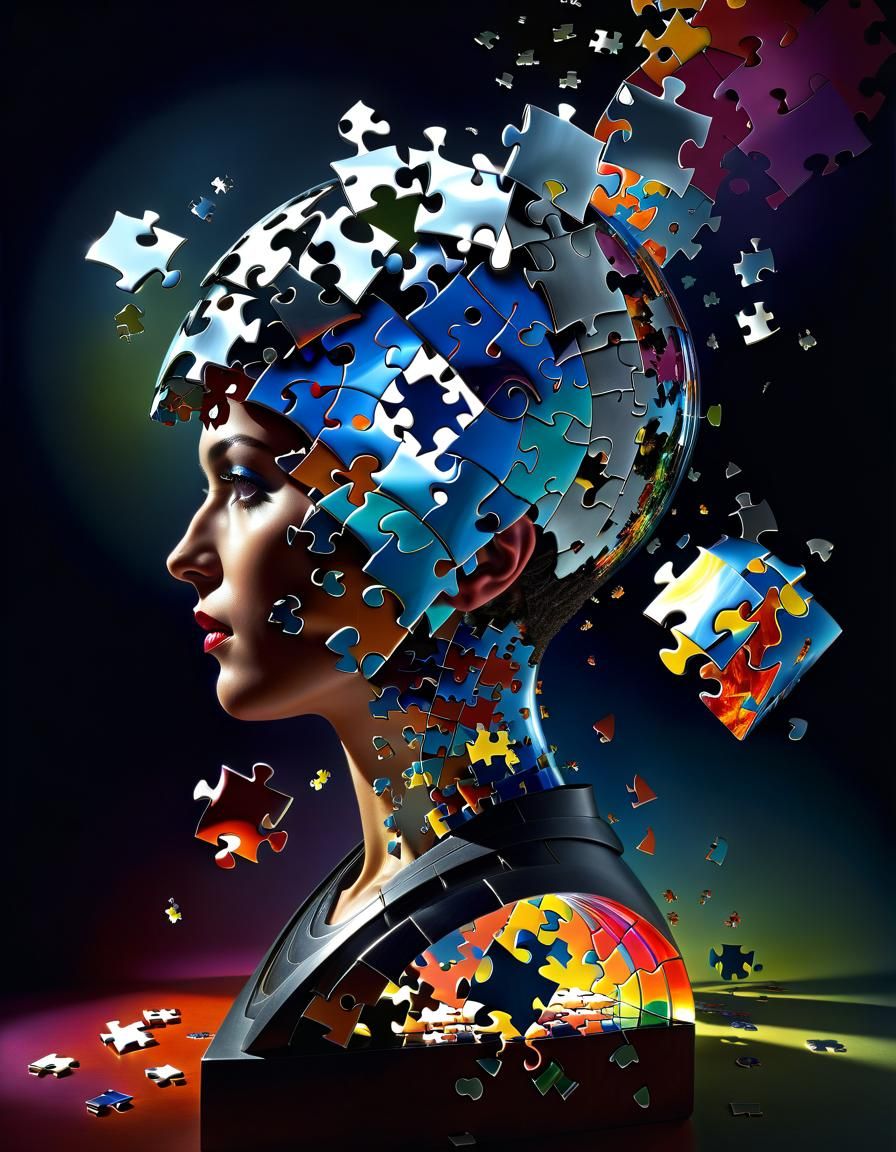 Fragmented Anatomy Puzzle in Cosmic Surrealism