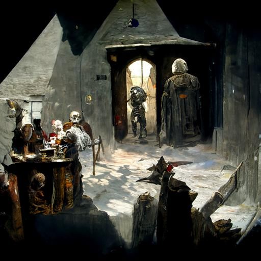 Horror Medieval Tavern in Doré Style