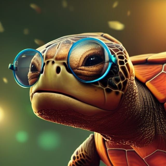 Adorable Turtle with Glasses in Pop Art Style