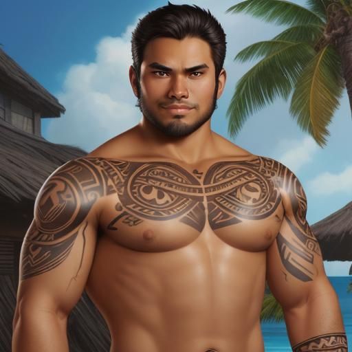 Polynesian Tattooed Man: Comic Book Art