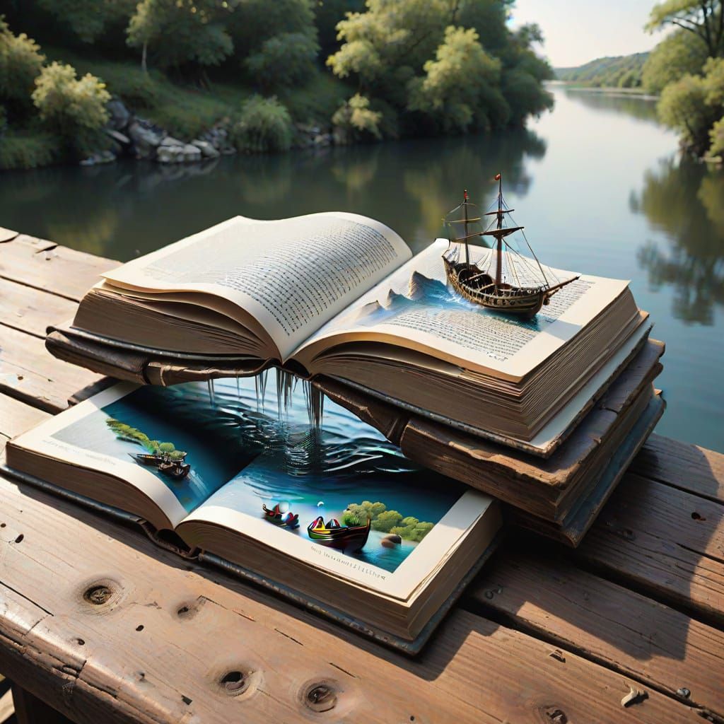 Hyper-Realistic Photograph of Antique Book with Pirate Ship ...