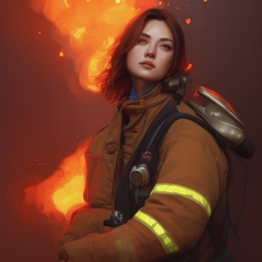Detailed Firefighter Portrait in Dynamic Lighting