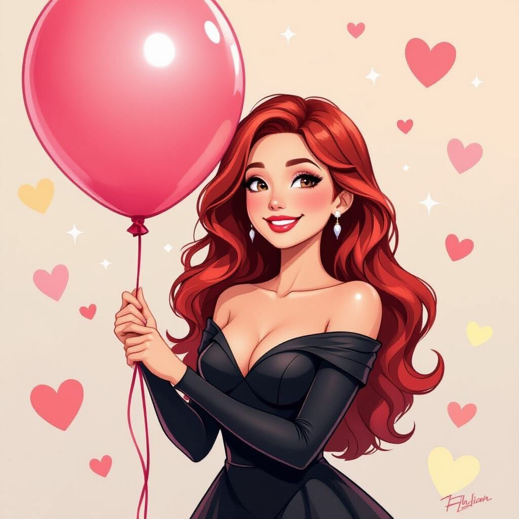 Scarlet Witch Cuddles Birthday Balloon: Whimsical Illustrati...