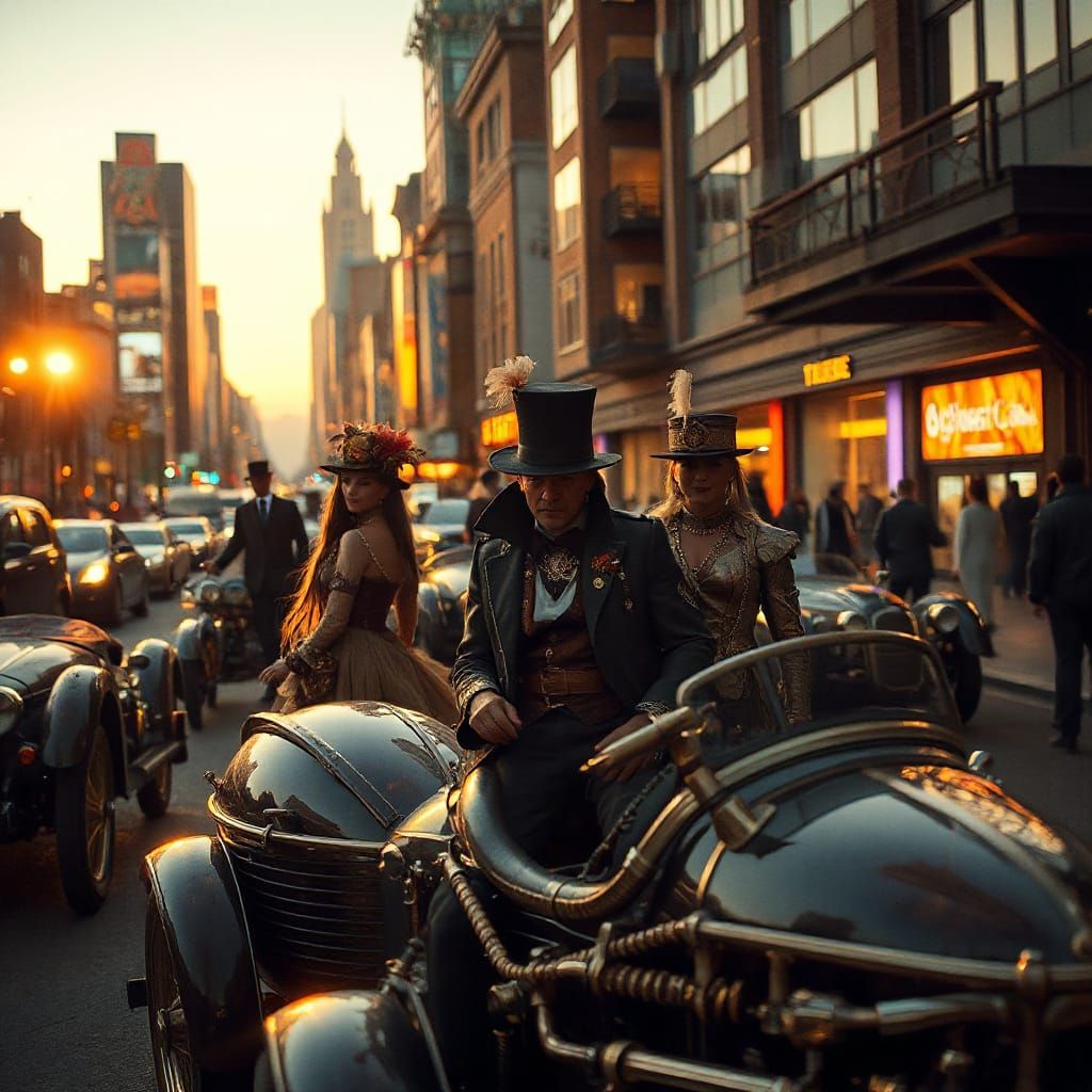 Mesmerizing Steampunk Cityscape at Dusk