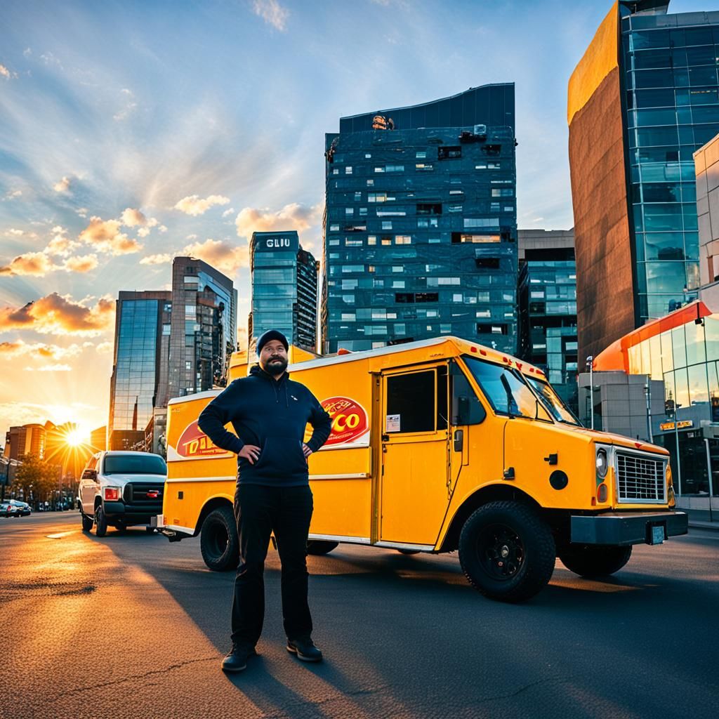Giant Taco Truck Sunset in Edmonton