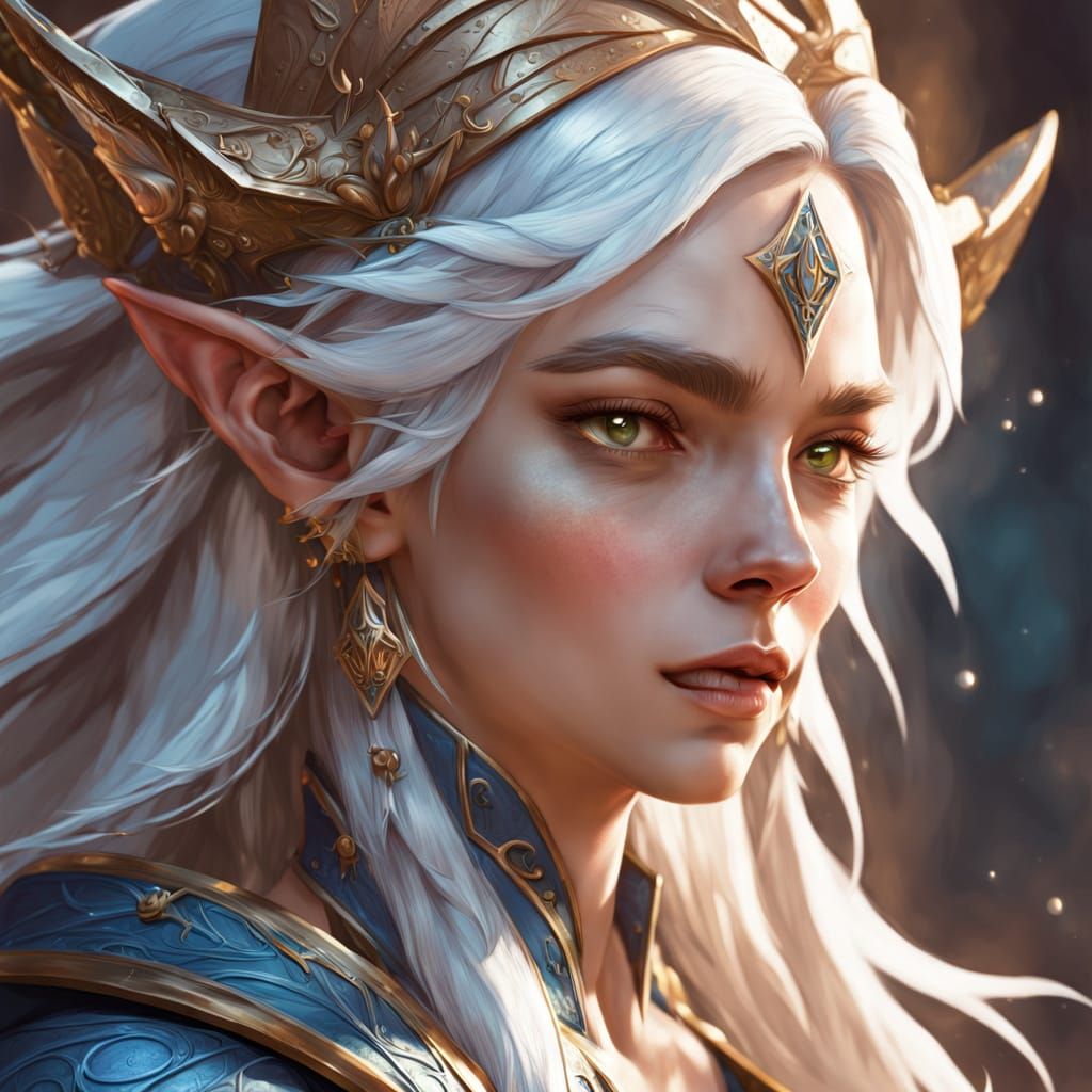 High Elf Wizard Portrait in Triadic Colors