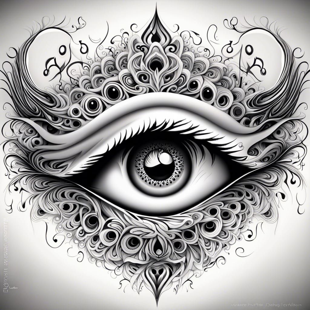 Lacy Eye Tattoo with Art Nouveau Elements
