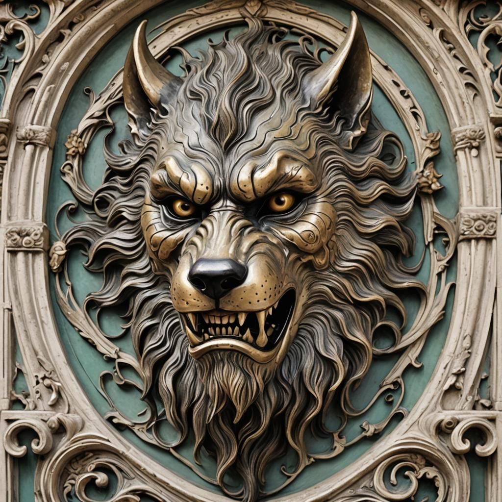 Art Nouveau Werewolf in Venice Mask