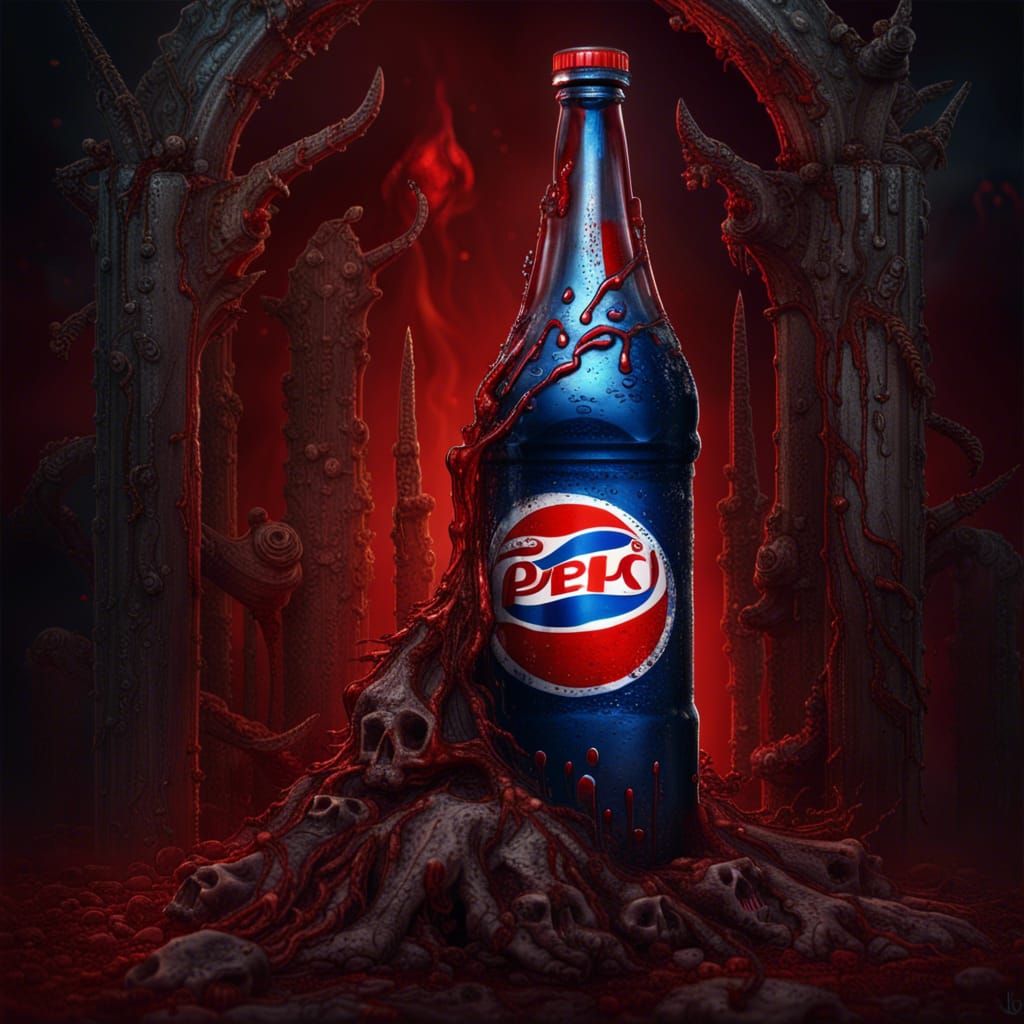 Menacing Pepsi Bottle with Human Remains