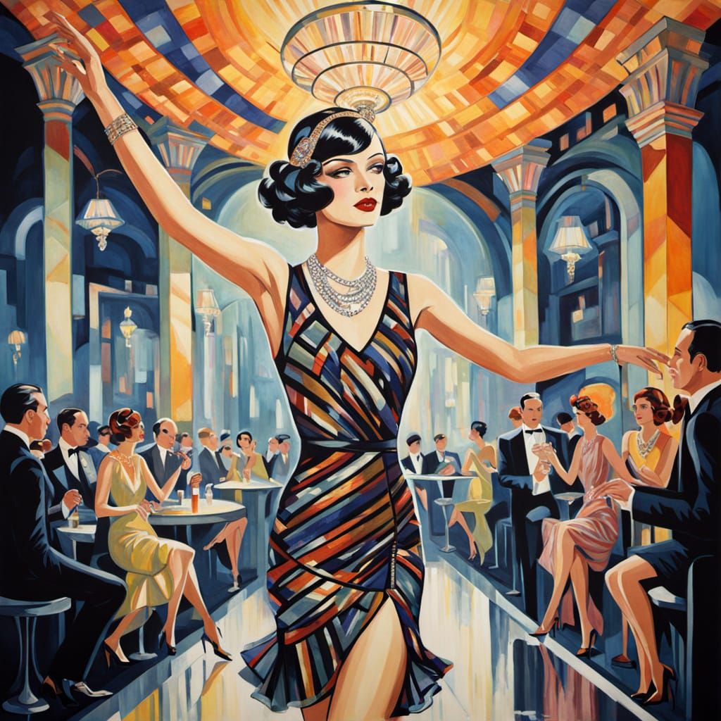 Flapper Girl in Art Deco Nightclub