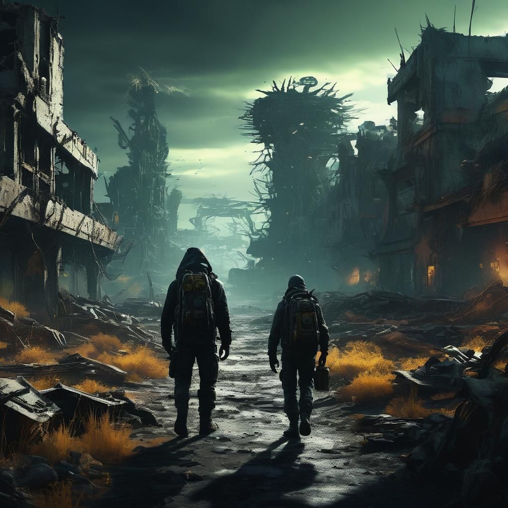 Nomadic Wanderer in Apocalyptic Wasteland: Dark Fantasy Art