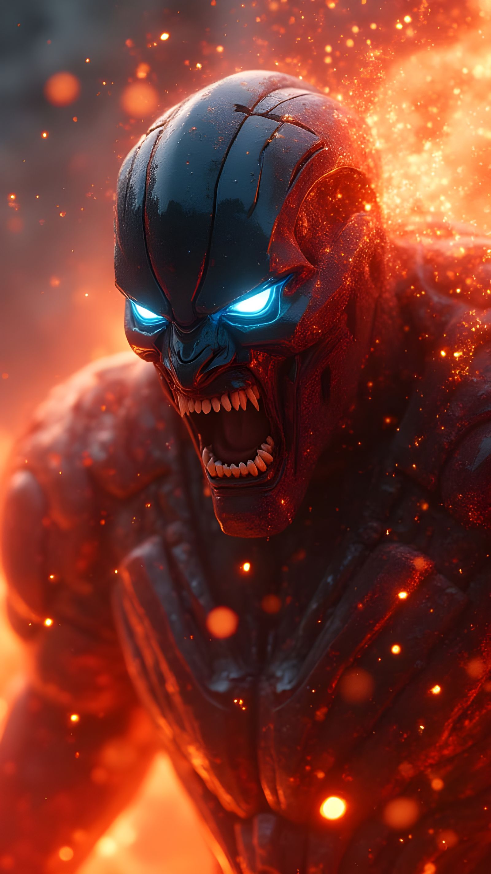 Fiery Figure in Cosmic Energy Storm