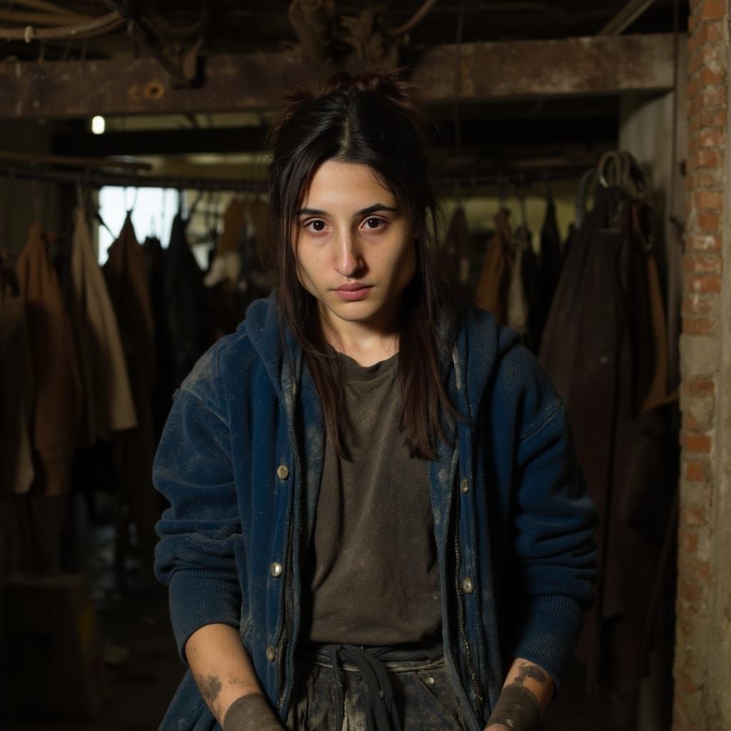 Gritty 19th-Century Tannery Worker in Cinematic Film Still