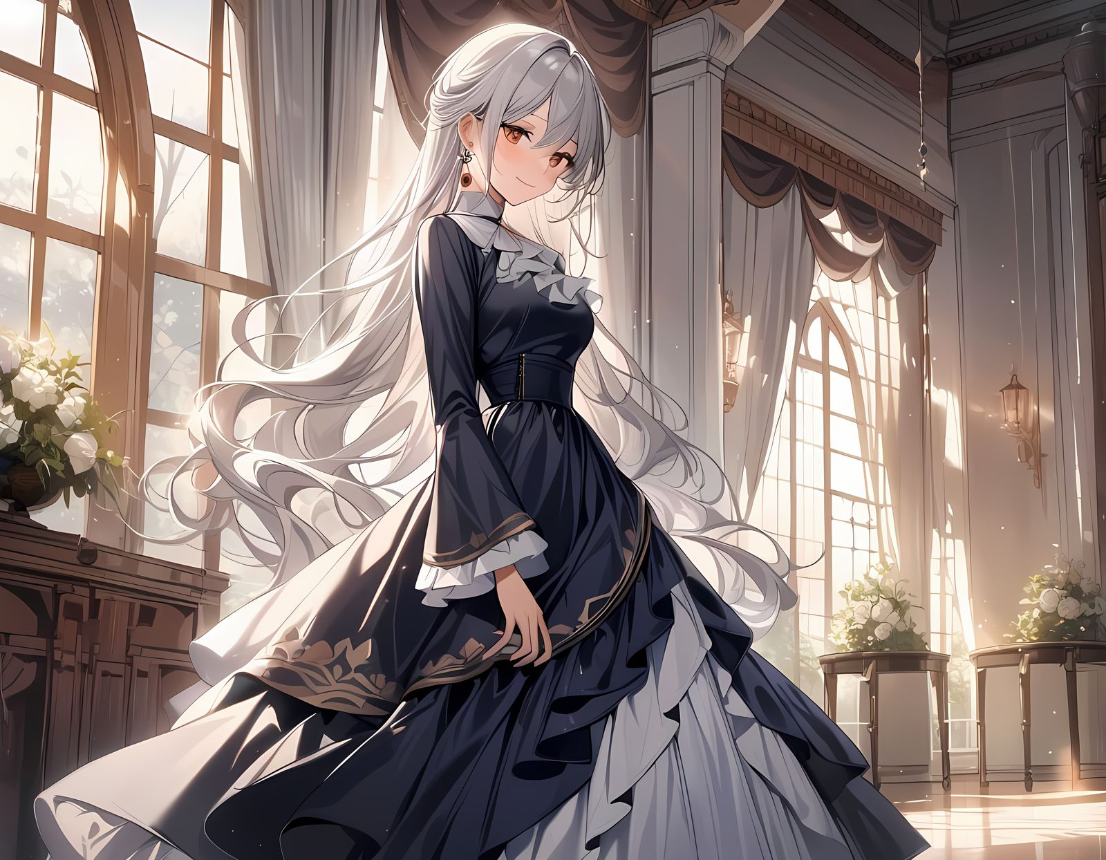 Silver-Haired Lady in Velvet Victorian Splendor