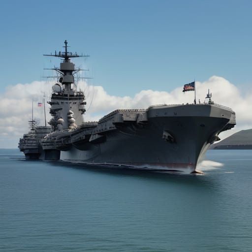 Vintage Photograph of USS Midway Aircraft Carrier in Firth o...