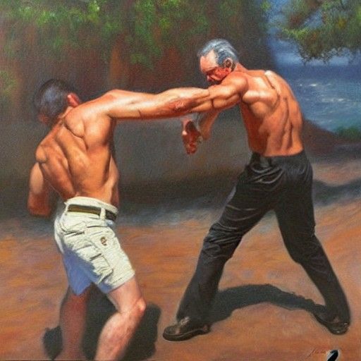 Congressional Slap Fight in Oil Paint Style
